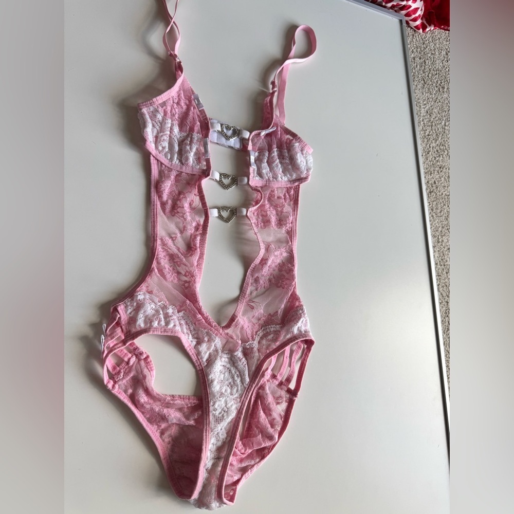 Pink and White Lace one piece